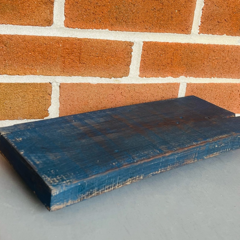 Reclaimed Barn Wood Pedestal Tray Rustic Blue Sustainable Handmade